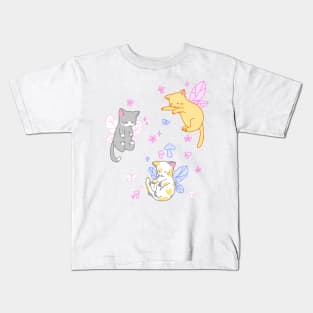 fairy kitties (pink/white/blue) Kids T-Shirt